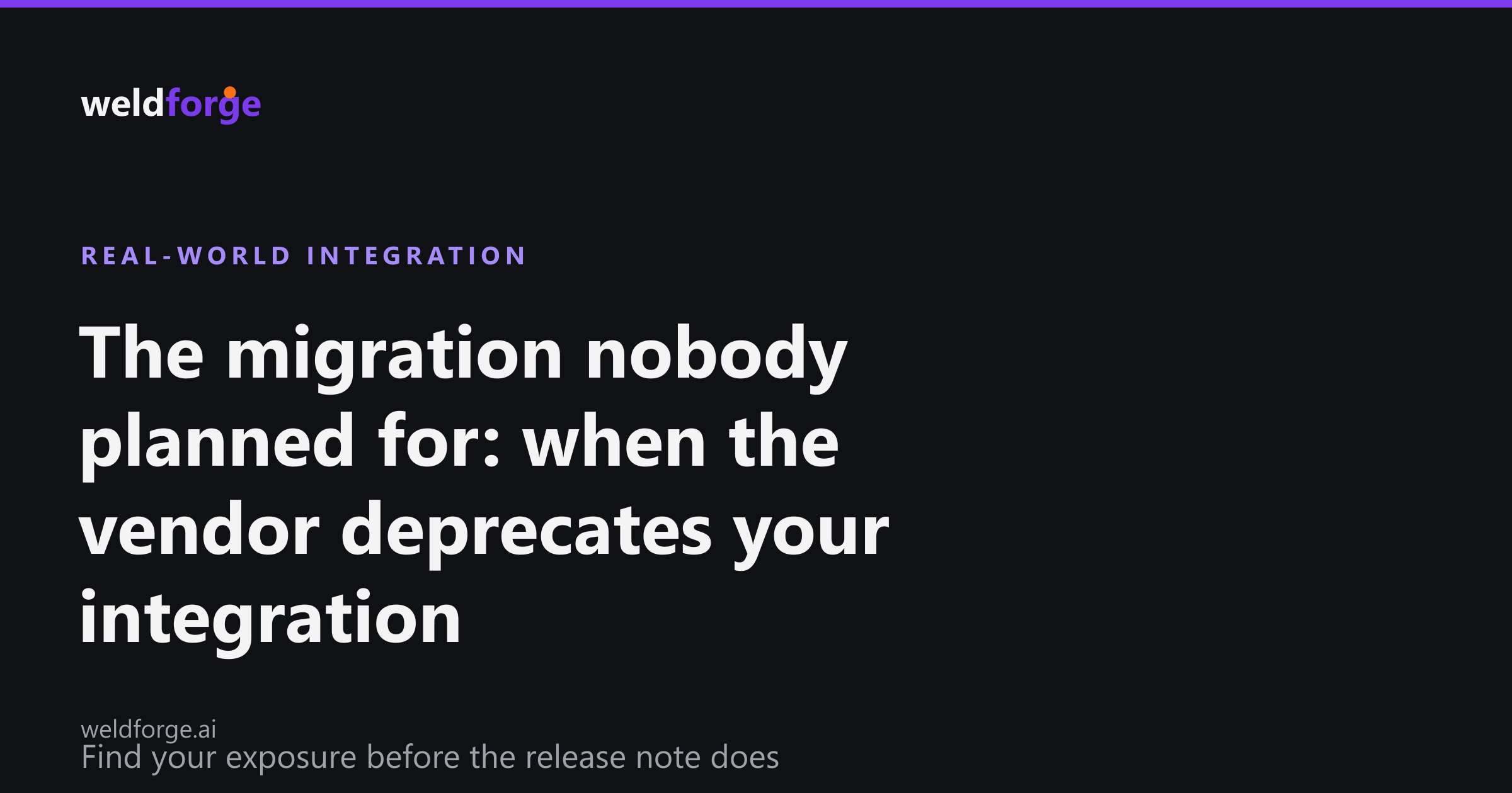 A vendor deprecation notice turning a working integration into an unplanned migration